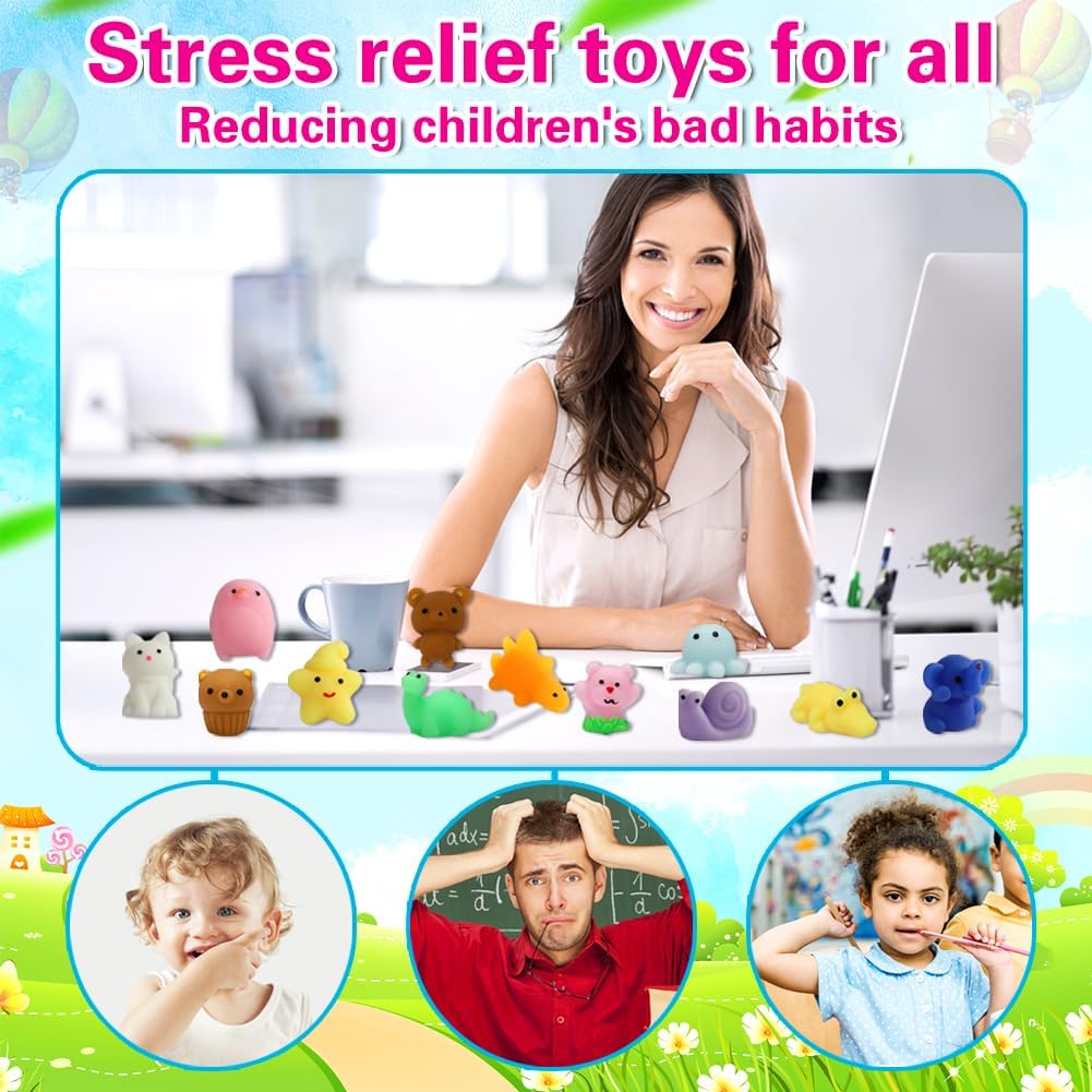 80Pcs Party Favors for Kids 4-8, Kawaii Squishies Mochi Squishy Toy Bulk Fidget Sensory Toys Birthday Gifts for Boys Girls Goodie Bag Christmas Stocking Stuffers Treasure Box Classroom Prizes - Image 6